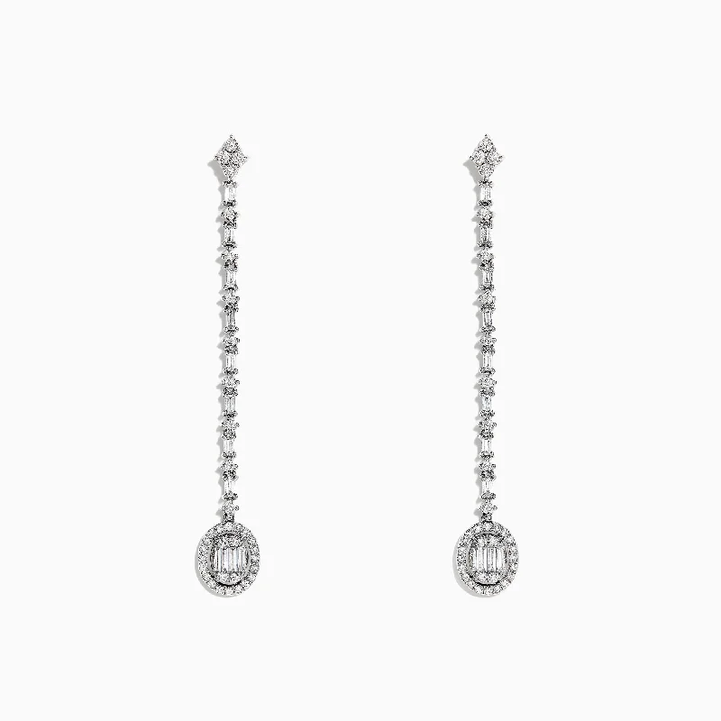 Trendy Stud Earrings For Everyday Wear-Classique 14K White Gold Diamond Drop Earrings, 0.72 TCW