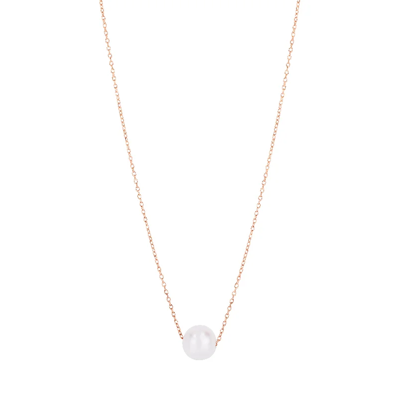 Fashionable charm necklaces for teens-14K Pearl Necklace Solitaire