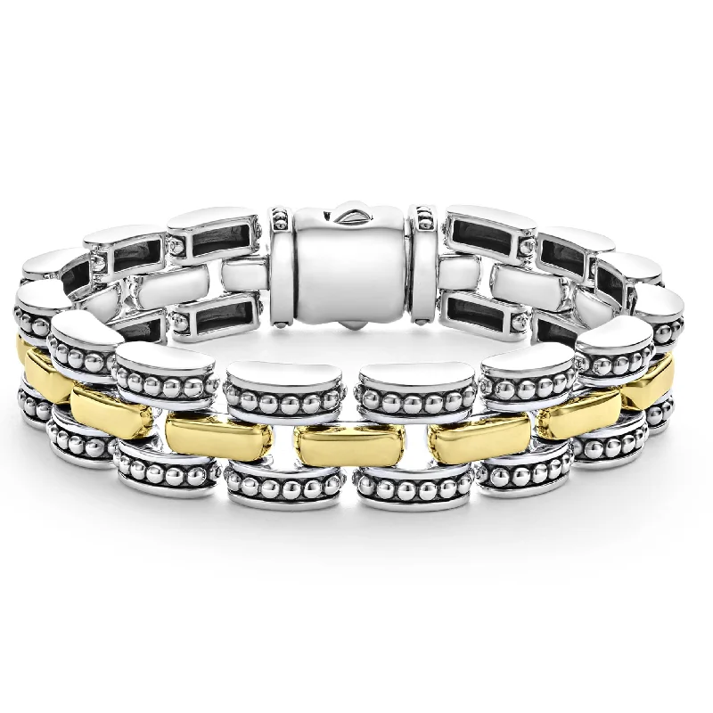 Explorer Bracelets-Gold Caviar Link Bracelet (Size M)