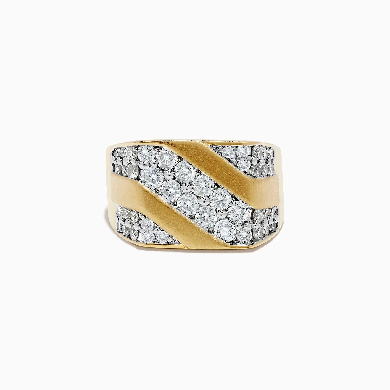 Men’s birthstone rings-Men's 14K Yellow Gold Diamond Ring