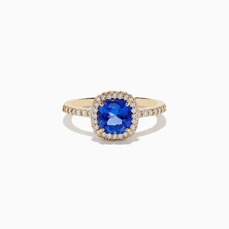 Rose gold wedding rings for couples-Nahla Siri 14K Yellow Gold Tanzanite and Diamond Ring