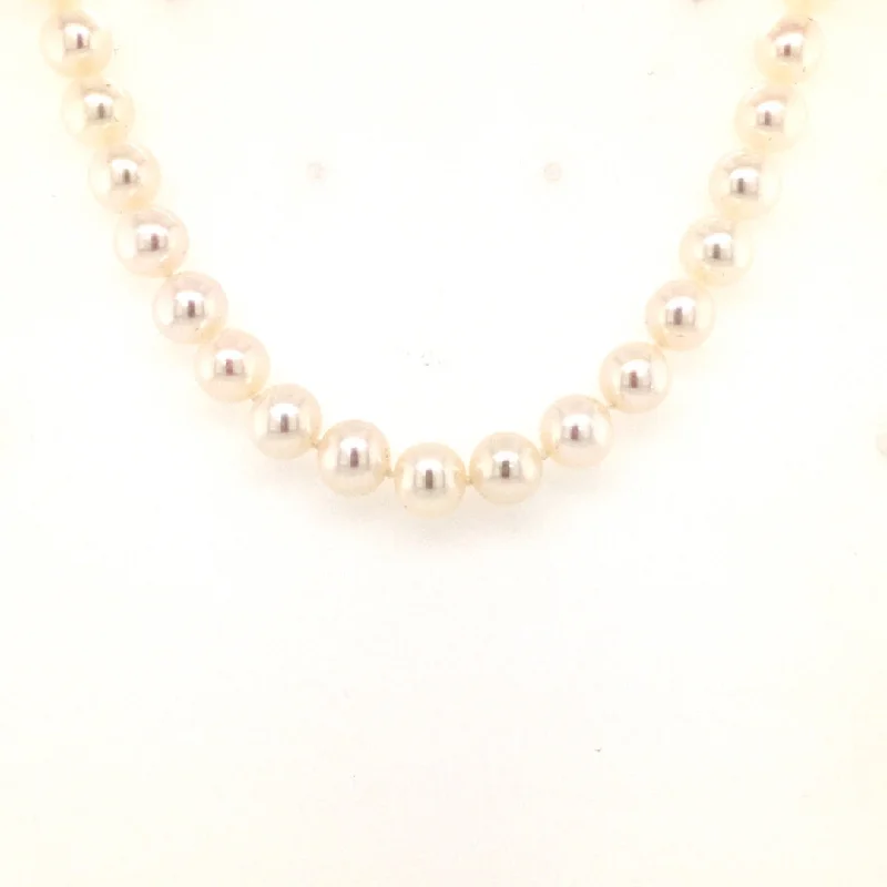 Long necklaces with large pendants-18" Strand Cultured Pearl Necklace in Yellow Gold by B&C