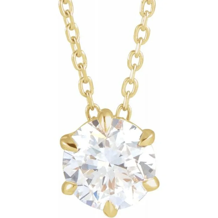 Cool pendant necklaces for men-14K Yellow 7/8 CT Lab-Grown Diamond Solitaire 16-18" Necklace