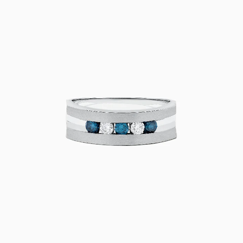 Unique handmade rings-Men's Men's Blue and White Diamond Ring, .49 TCW