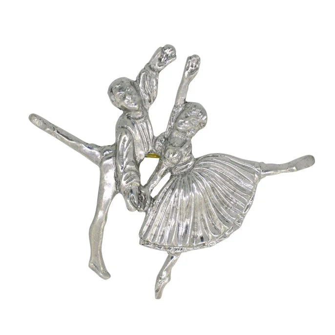 Embroidered Brooch-Silver Ballet Dancer Brooch