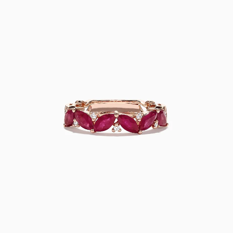 Affordable wedding rings for couples-Ruby Royale 14K Rose Gold Ruby and Diamond Ring, 2.04 TCW