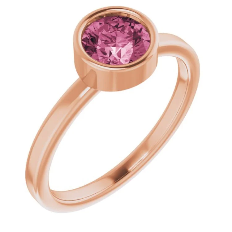 Rose gold wedding rings with gemstones-14K Rose 6 mm Natural Pink Tourmaline Ring