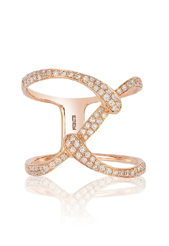 Rose gold wedding bands-Pave Rose 14K Rose Gold Diamond Ring, 0.37 TCW