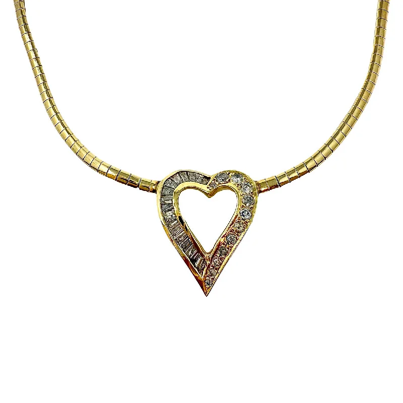 Gold necklaces with pendants for gifts-14K Gold Necklace Diamond Heart Necklace