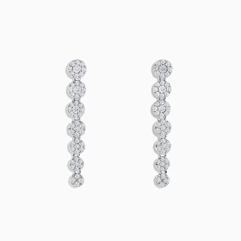 Fashion Earrings For Weddings-Bouquet 14K White Gold Diamond Drop Earrings 0.85 TCW