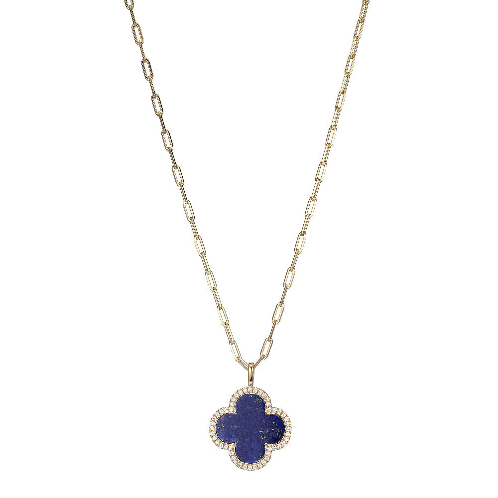 Customizable bar necklaces-Sterling Silver Lapis Lazuli and CZ Necklace