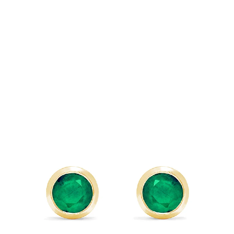 Minimalist Silver Earrings For Timeless Appeal-Brasilica 14K Yellow Gold Emerald Stud Earrings, 0.95 TCW