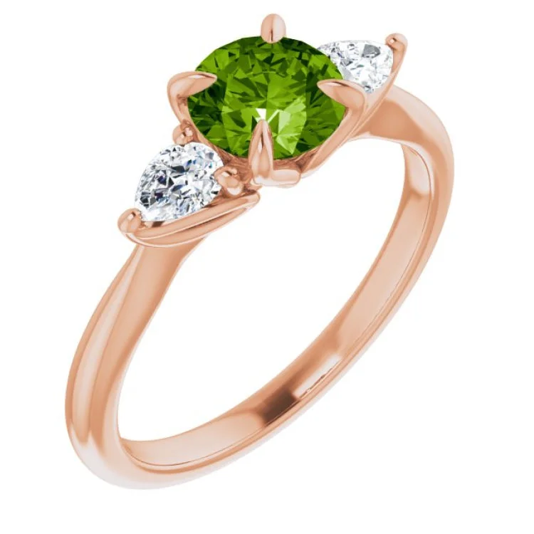 Affordable luxury engagement rings-14K Rose Natural Peridot & 1/4 CTW Natural Diamond Ring