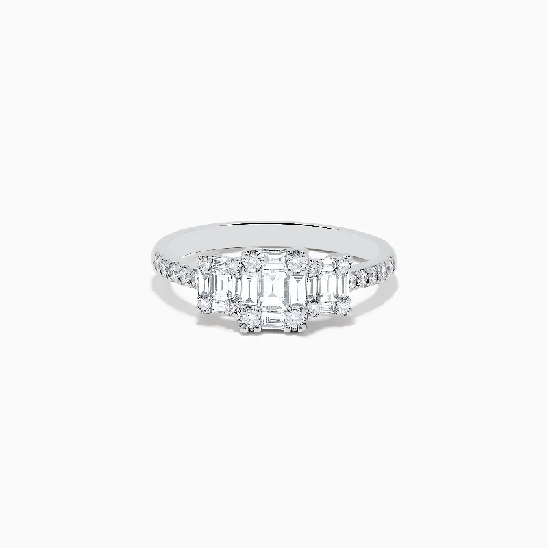 Personalized wedding rings for couples-Classique 14K White Gold Diamond Ring 0.72 TCW