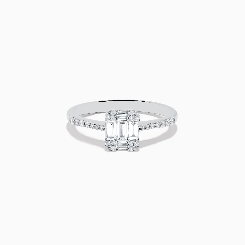 Men’s wedding bands with gemstones-Classique 14K White Gold Diamond Ring