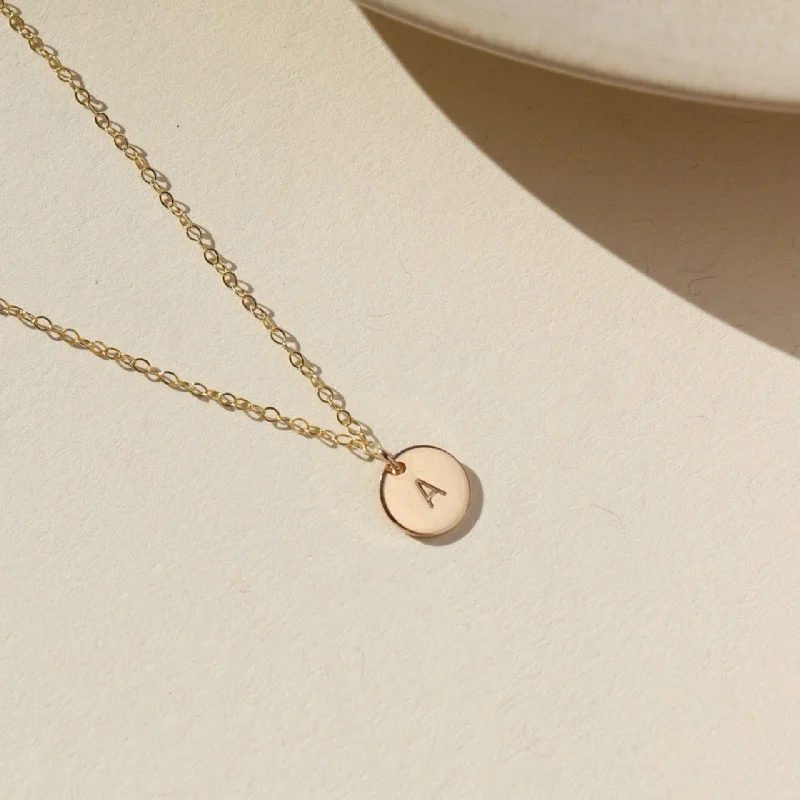 Birthstone necklaces for family members-Small Monogram Disc Necklace (3/8")