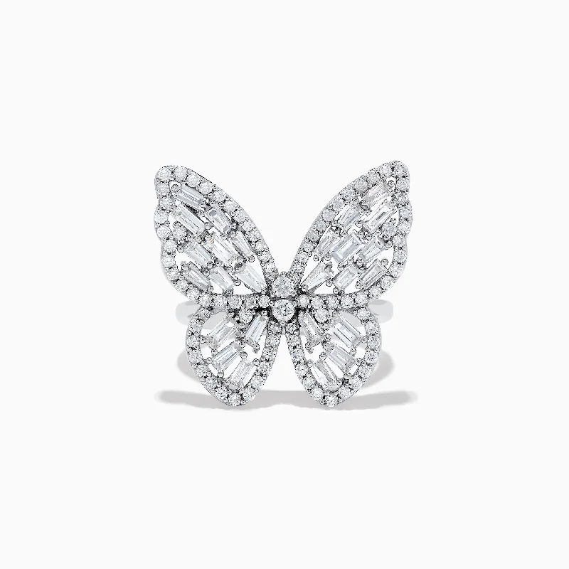 Unique bridal sets-Classique 14K White Gold Diamond Butterfly Ring