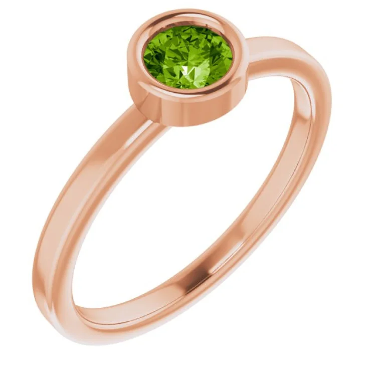 Modern rings-14K Rose 4.5 mm Natural Peridot Ring