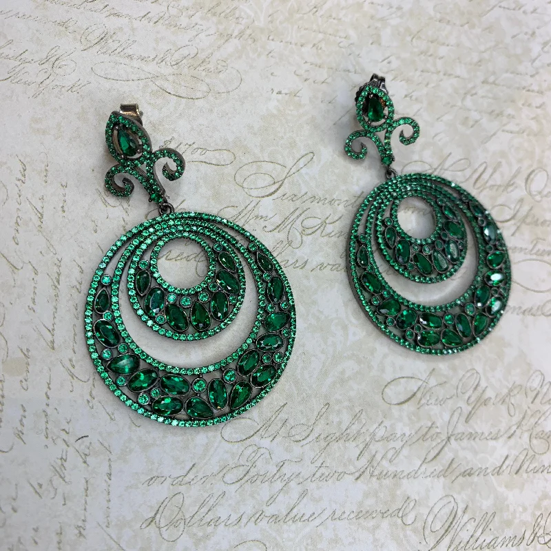 Butterfly Earrings For Cute Look-Emerald Crystal Earrings