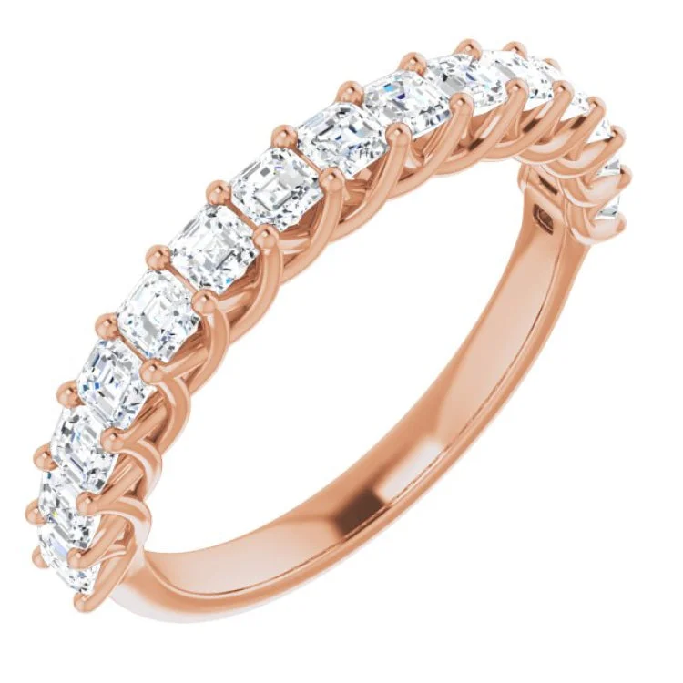 Affordable wedding rings for brides-14K Rose 1 1/8 CTW Natural Diamond Anniversary Band