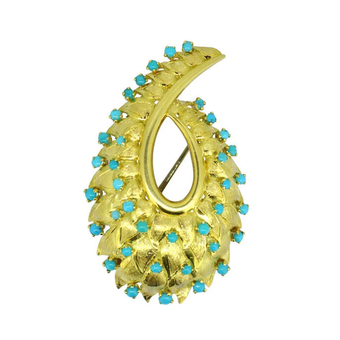 Detailed Brooch-Turquoise Brooch