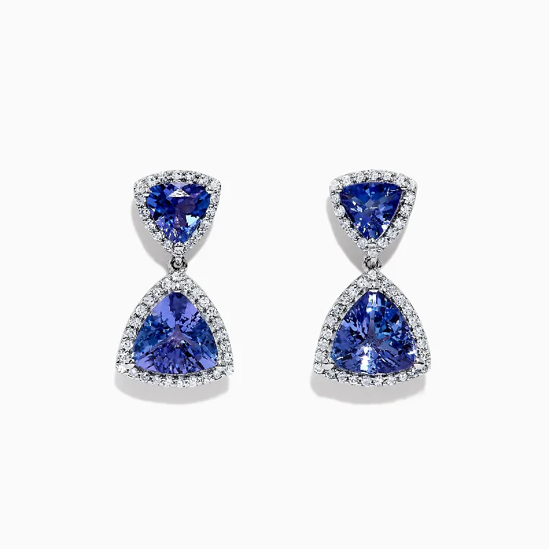 Ethnic Earrings For Cultural Fashion-Nahla Siri 14K White Gold Tanzanite & Diamond Earrings, 3.97 TCW