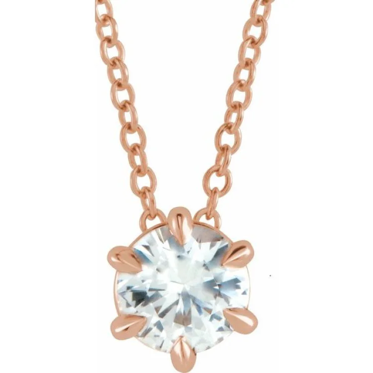 Unique art-inspired necklaces-14K Rose 1/2 CT Natural Diamond Solitaire 16-18" Necklace