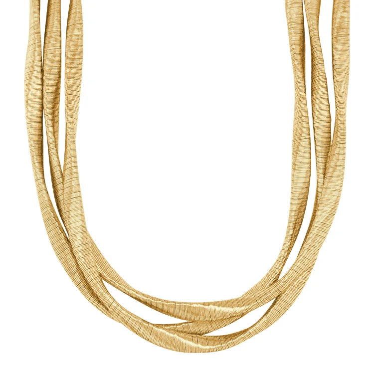 Custom engraved necklaces-Gold Finish Sterling Silver Loosely Twisted Three Cable Necklace - Adjustable 16"-18"