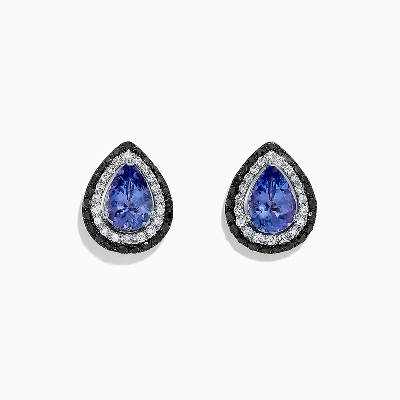 Boho Earrings For Music Festival Style-Nahla Siri 14K Gold Tanzanite and Diamond Earrings, 1.54 TCW