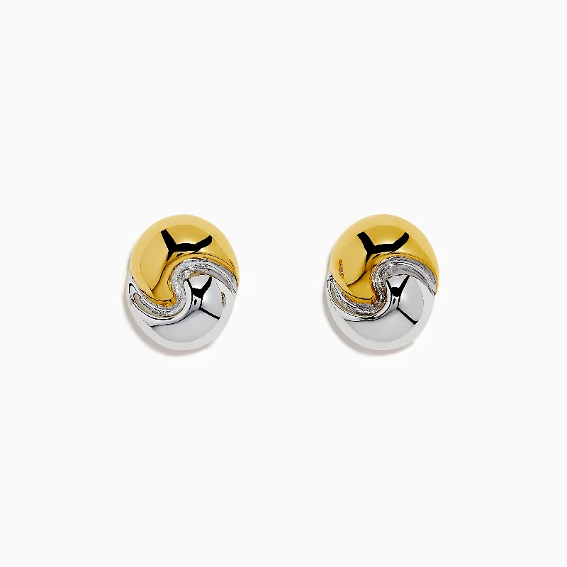 Stylish Drop Earrings For Party Wear-14K Yellow and White Gold Ying Yang Stud Earrings