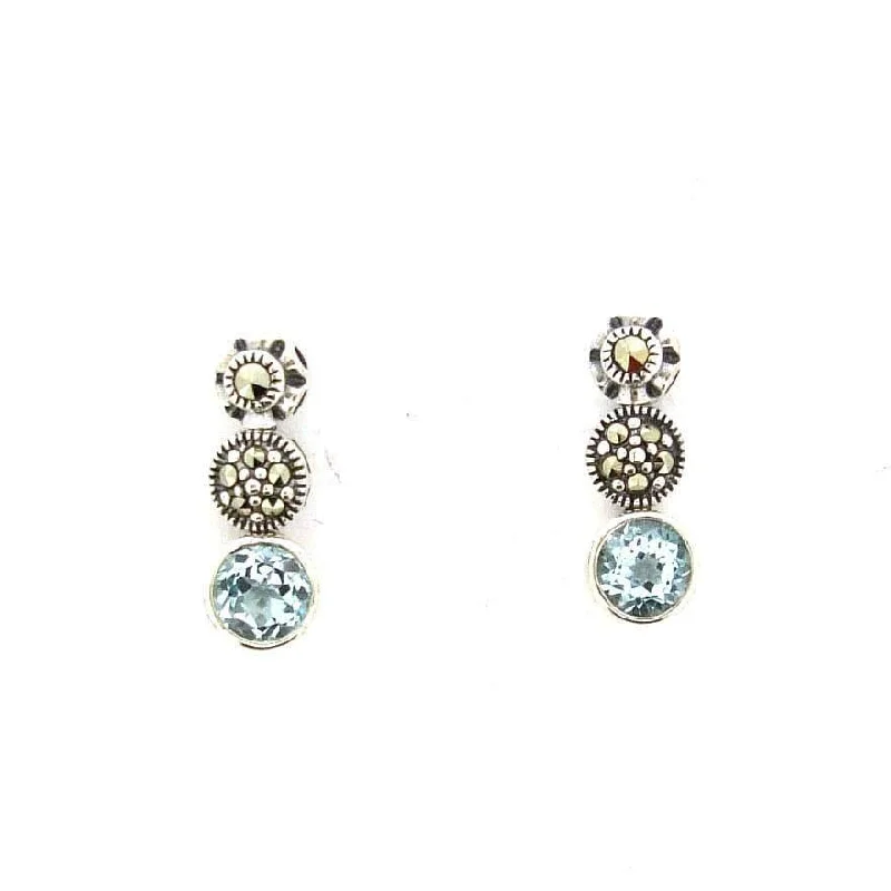 Simple Dangle Earrings For Casual Style-Blue Topaz Dot earrings