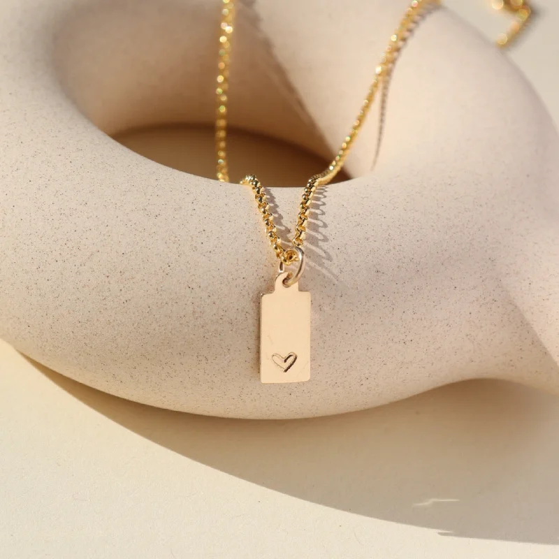 Simple crystal necklaces for meditation-Mini Tag Necklace with Heart