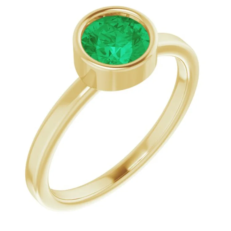 Wedding rings-14K Yellow 6 mm Lab-Grown Emerald Ring