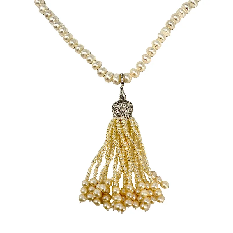 Birthstone necklaces for kids-Freshwater Pearl Tassel Necklace