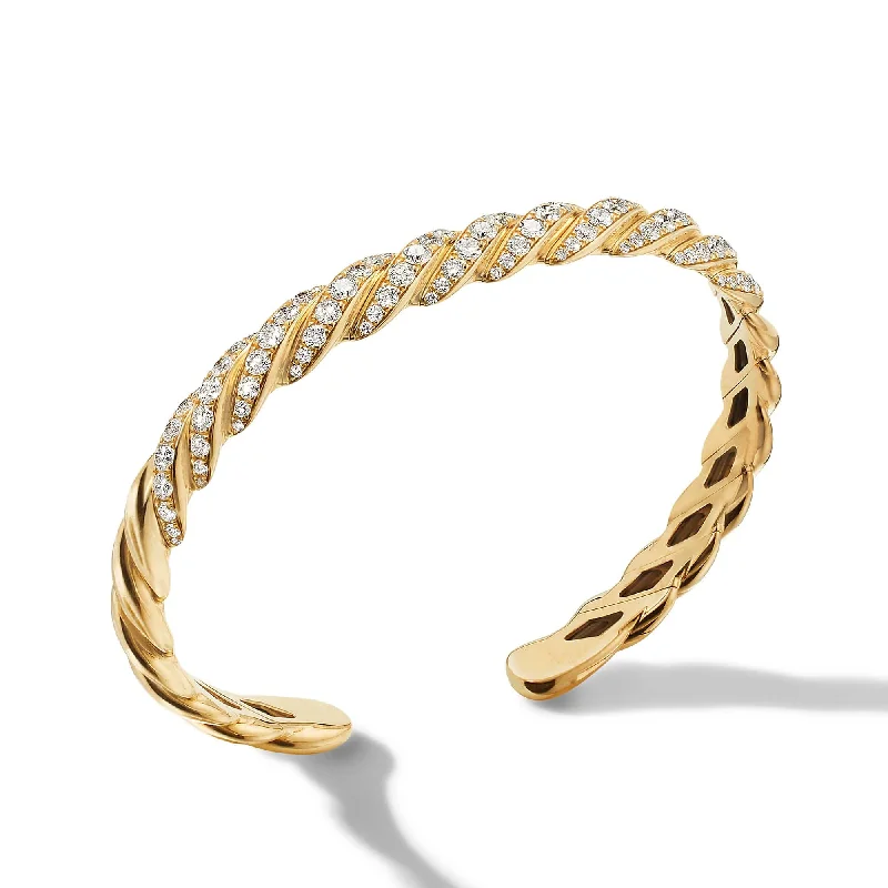 Retro Bracelets-Pave X Bracelet in 18K Yellow Gold with Diamonds