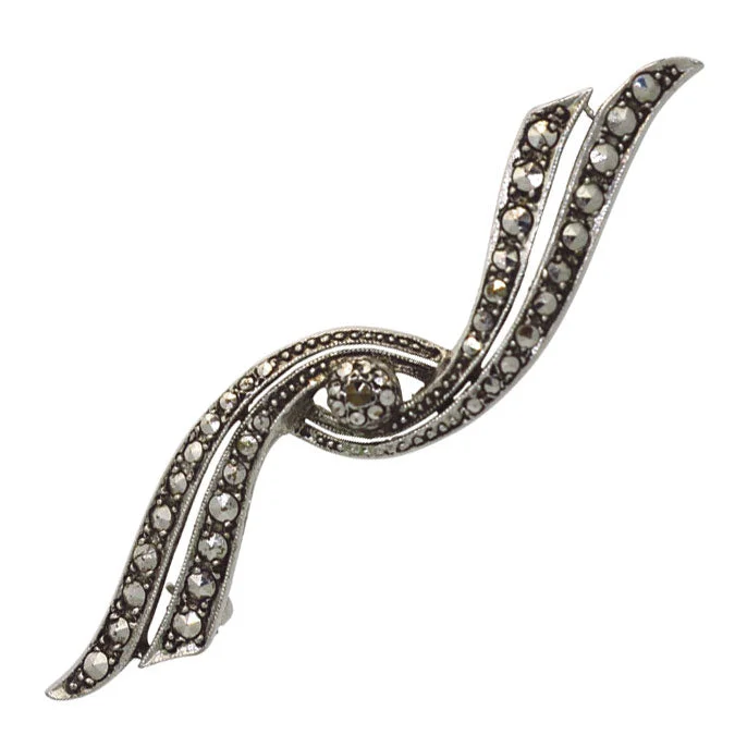 Handmade Gem Brooch-Marcasite 'Twist' Brooch