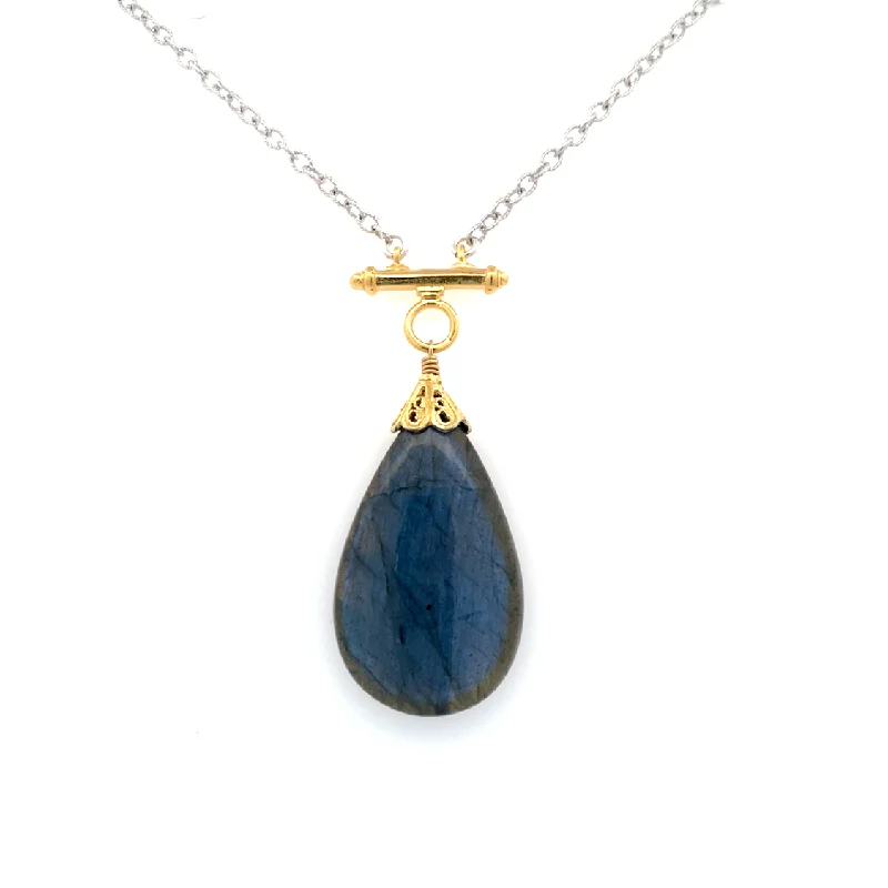 Handmade crystal necklaces for gifts-Labradorite One-of-a-Kind Necklace in Two-Tone Gold by Anatoli