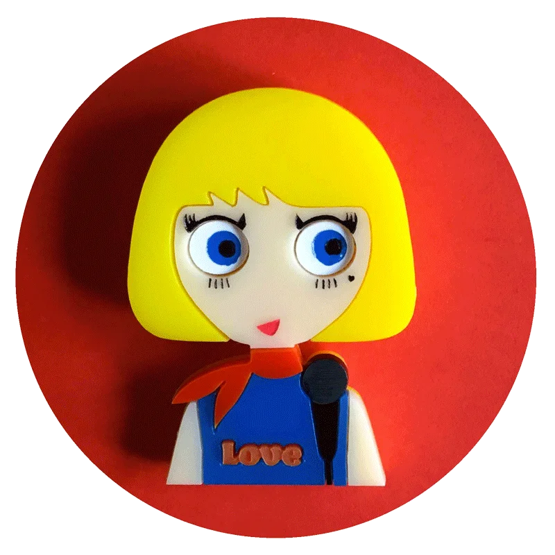 Customizable Pin Brooch-CLAUDIA the Pop Singer, Limited Edition Acrylic brooch