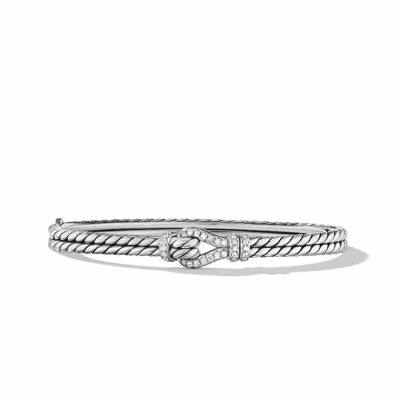 Modern Bracelets-Thoroughbred Loop Bracelet in Sterling Silver with Pave Diamonds