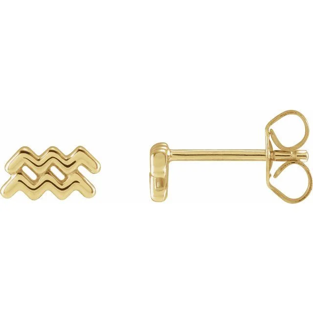 Unique Pearl Earrings For Timeless Look-14K Yellow Gold Zodiac Earrings