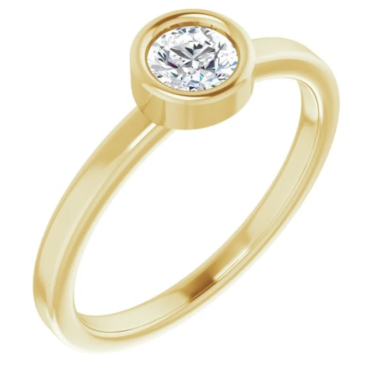 Affordable wedding rings-14K Yellow 4.5 mm Natural White Sapphire Ring