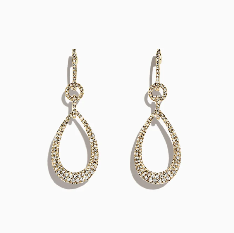 Clear Earrings For Subtle Elegance-14K Yellow Gold Diamond Drop Earrings, 1.50 TCW