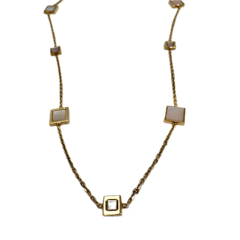 Silver necklaces with unique designs-14K Gold 17" Necklace with Mother of Pearl Stations