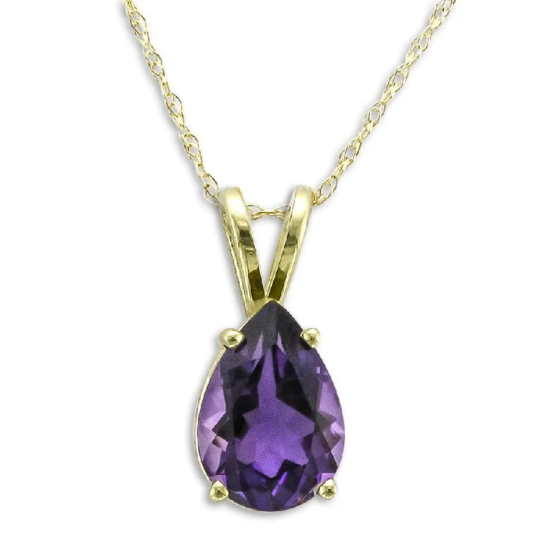 Pearl pendant necklaces for women-14KT GOLD PEAR SHAPE AMETHYST NECKLACE