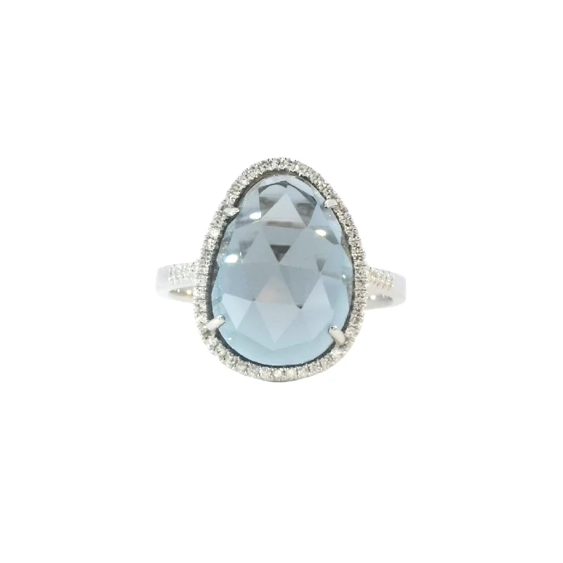 Engagement rings with colored diamonds-London Blue Topaz Ring in White Gold