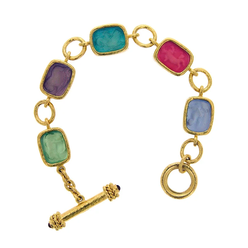 Zircon Bracelets-Pink 'Antique Animals' Bracelet