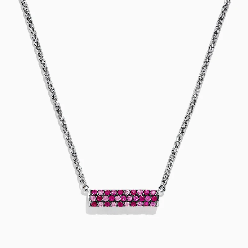 Personalized crystal necklaces for gifting-Splash Sterling Silver Pink Sapphire and Ruby Necklace, 1.00 TCW