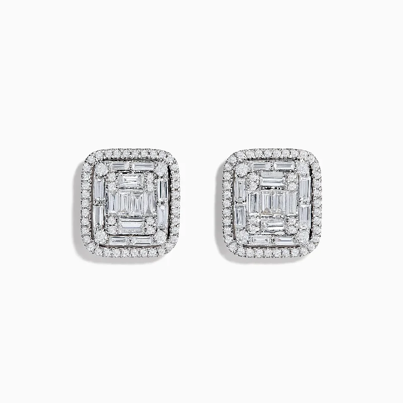 Pearl Stud Earrings For Casual Style-Classique 14K White Gold Diamond Statement Earrings