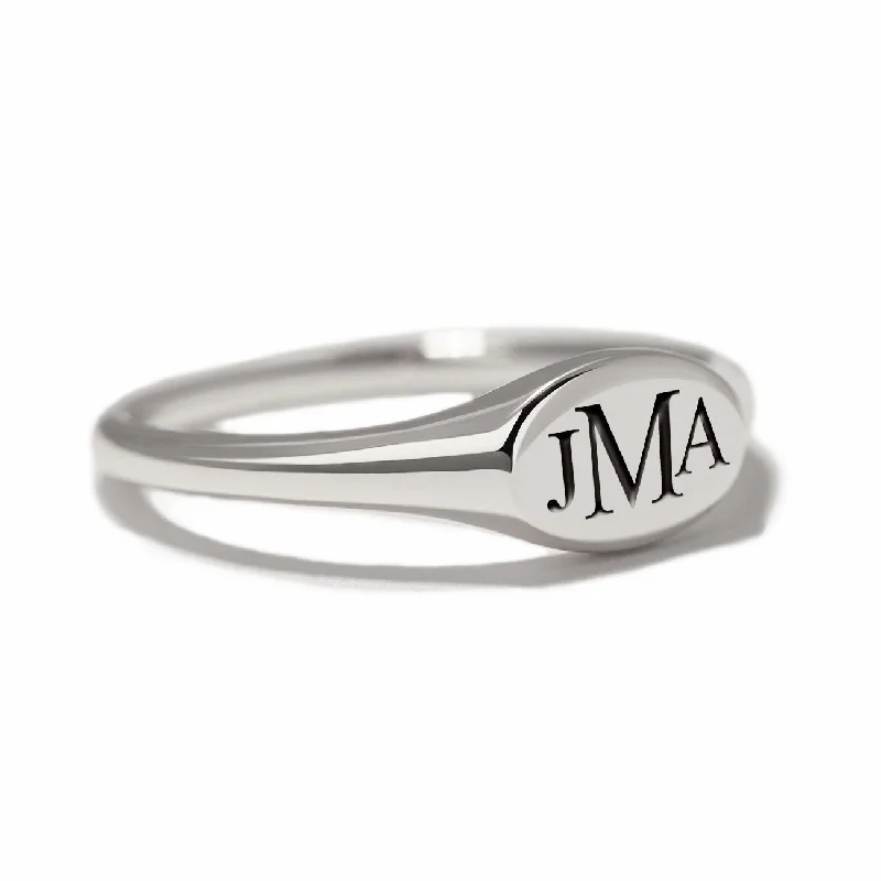 Religious rings-Engraved Monogram Oval Signet Ring