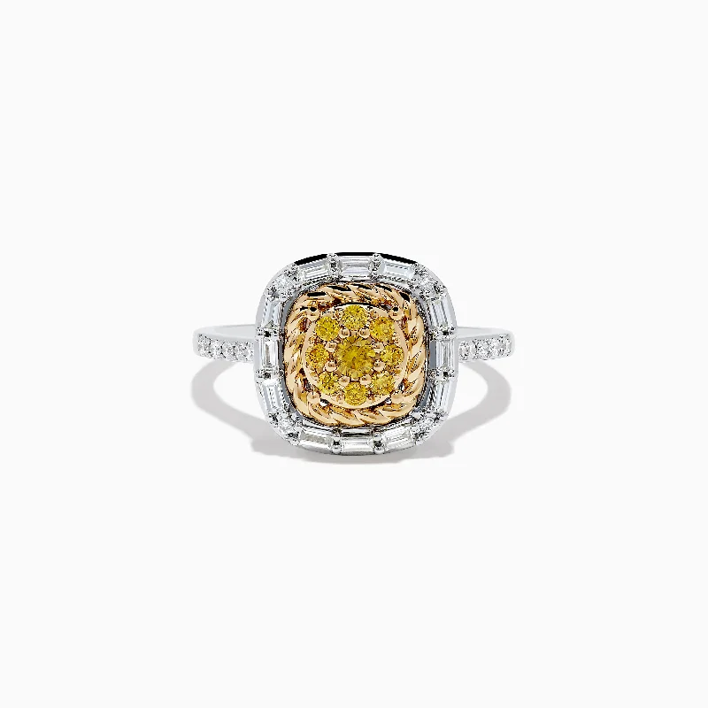 Women’s vintage engagement rings-Canare 14K Two Tone Gold Yellow and White Diamond Ring